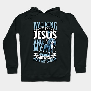 Jesus and dog - Blue Picardy Spaniel Hoodie